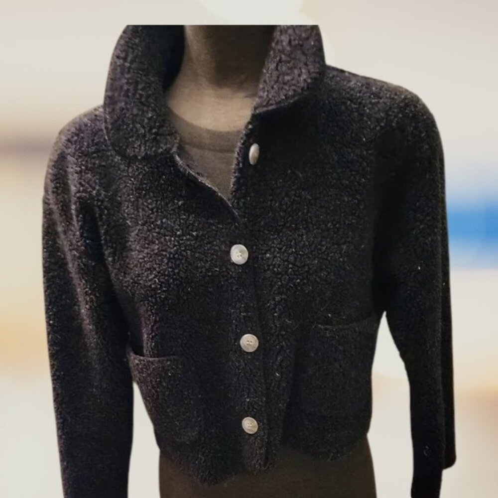 Women's Black Textured Jacket